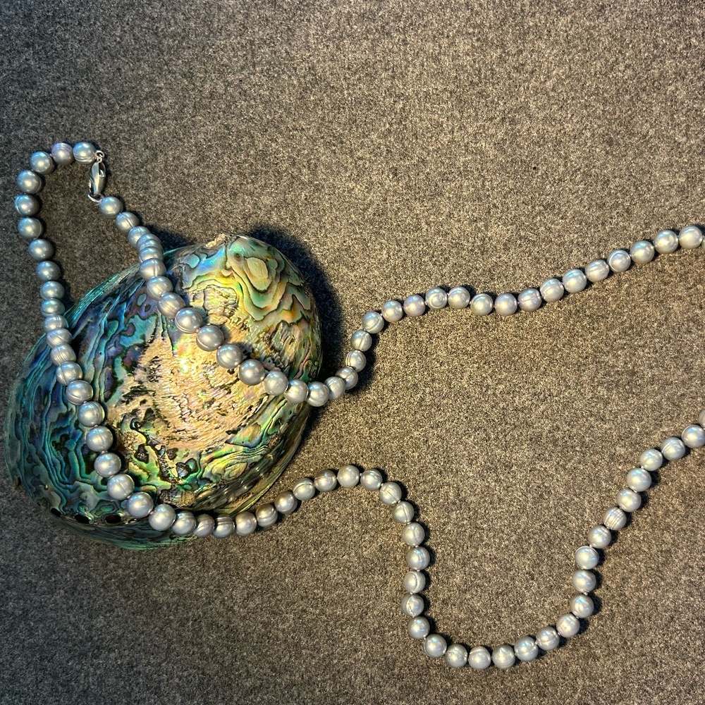 Honora long silver freshwater pearl necklace